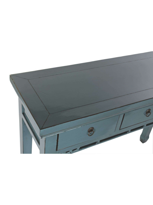 Console turquoise Coloane en bois d’orme Console turquoise Coloane en bois d’orme