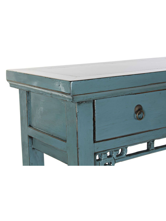 Console turquoise Coloane en bois d’orme Console turquoise Coloane en bois d’orme