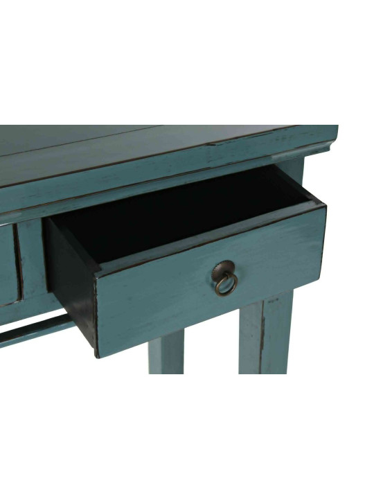 Console turquoise Coloane en bois d’orme Console turquoise Coloane en bois d’orme