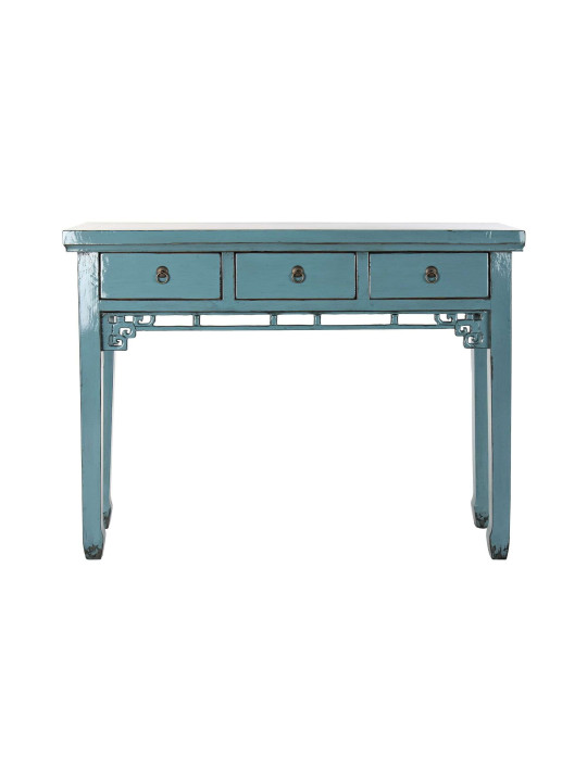 Console turquoise Coloane en bois d’orme Console turquoise Coloane en bois d’orme