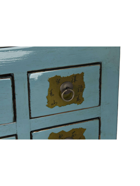 Console turquoise Coloane en bois d’orme Console turquoise Coloane en bois d’orme