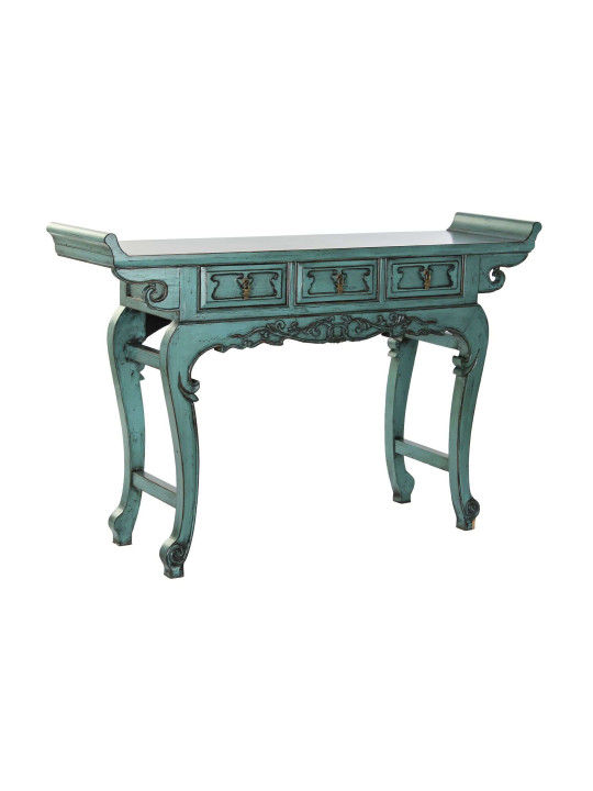 Console turquoise Coloane en bois d’orme