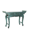 Console turquoise Coloane en bois d’orme Console turquoise Coloane en bois d’orme