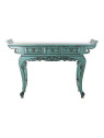 Console turquoise Coloane en bois d’orme Console turquoise Coloane en bois d’orme