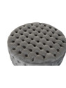 Grand pouf en velours matelassé gris