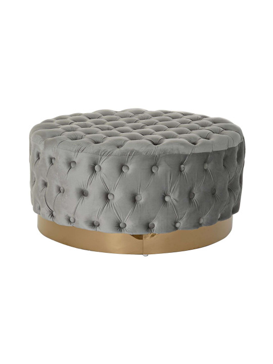 Grand pouf en velours matelassé gris