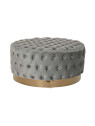 Grand pouf en velours matelassé gris