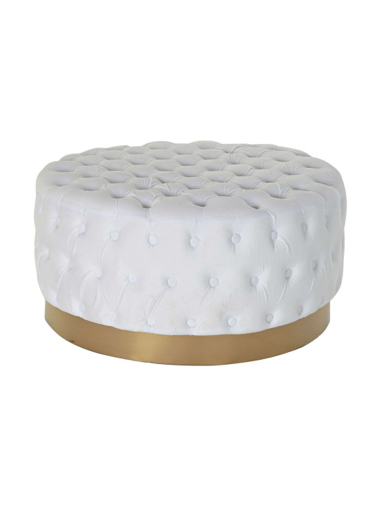 Grand pouf en velours matelassé blanc