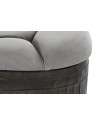 Banquette ovale en velours gris et métal