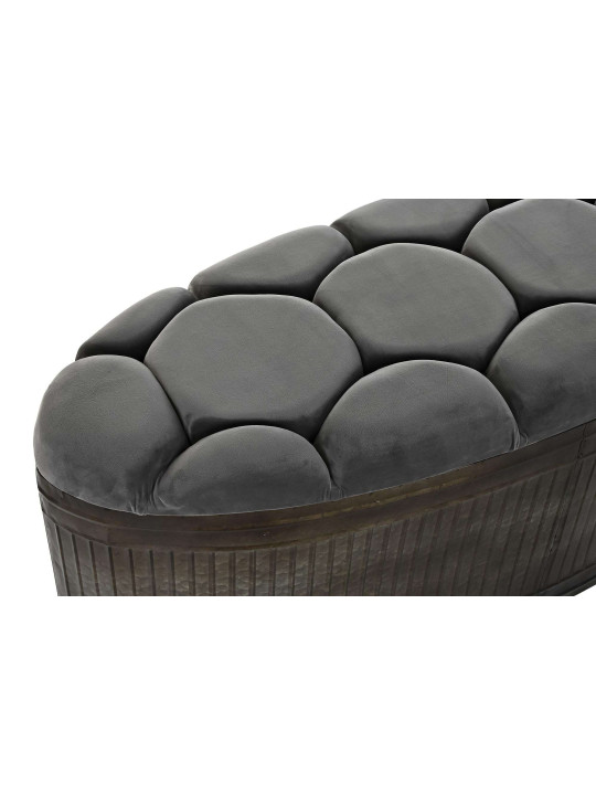 Banquette ovale en velours gris et métal