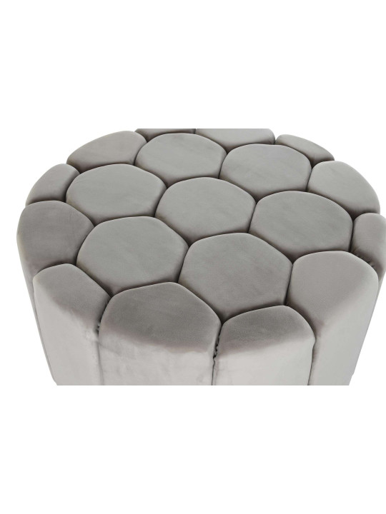 Pouf contemporain en velours gris clair