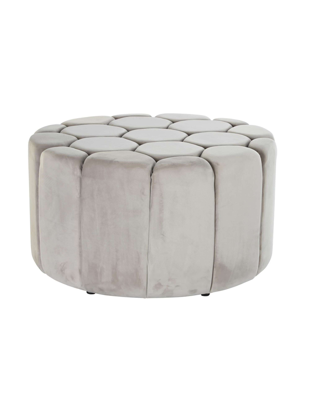 Pouf contemporain en velours gris clair