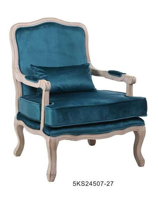Fauteuil Cabriolet Arianne  velours bleu