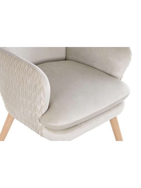 Fauteuil en velours beige Théa Fauteuil en velours beige Théa