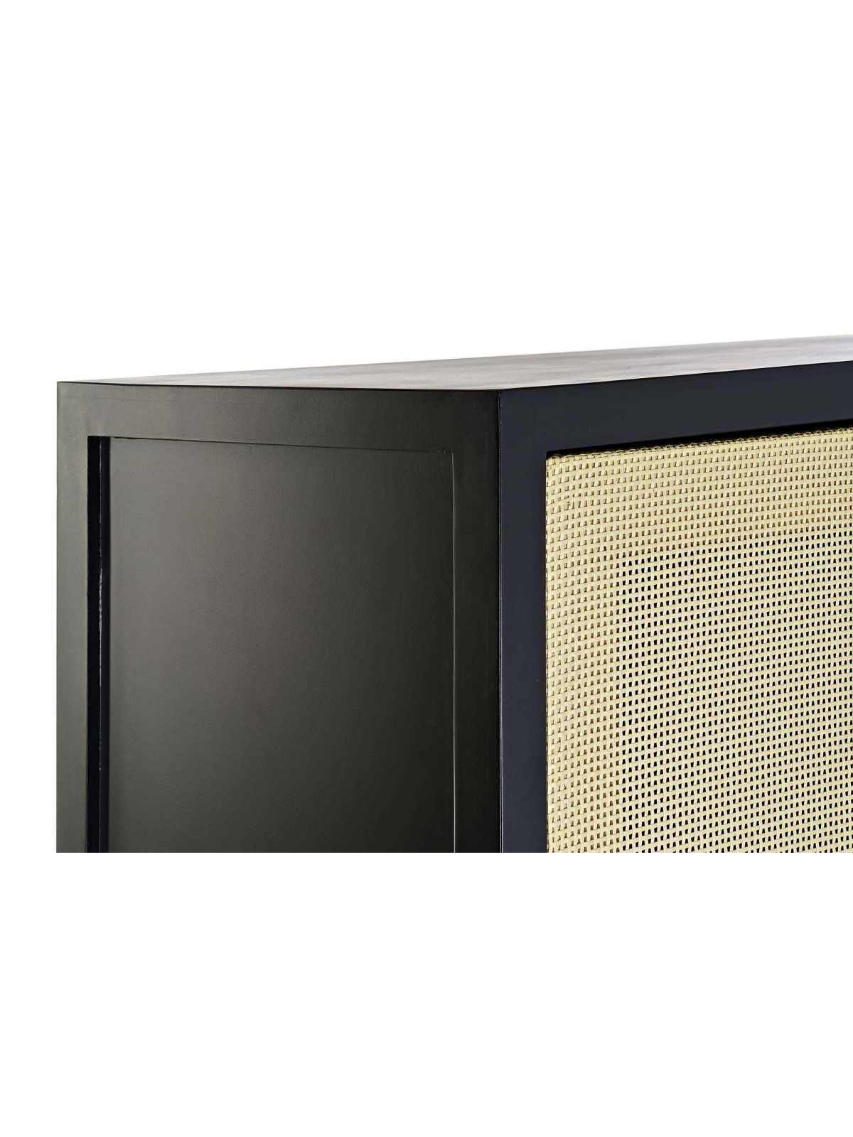 Armoire Millau bois noir et cannage en rotin