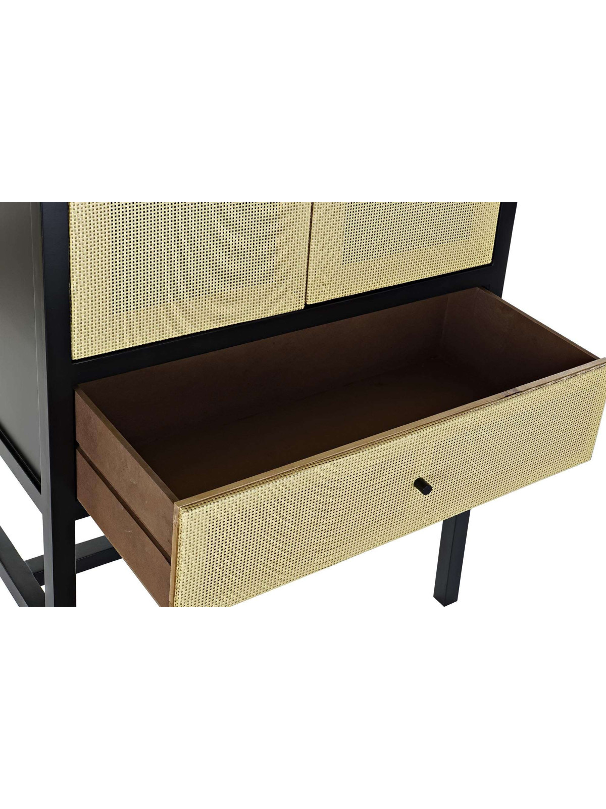 Armoire Millau bois noir et cannage en rotin