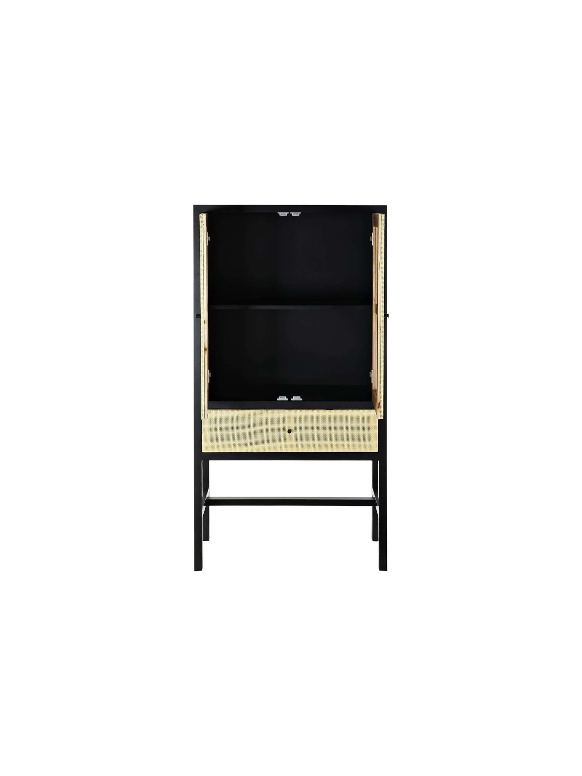 Armoire Millau bois noir et cannage en rotin