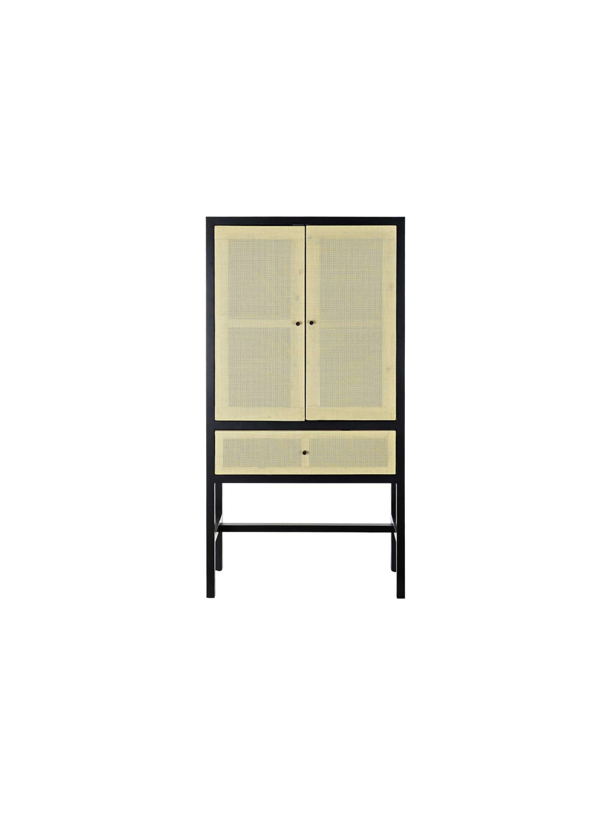 Armoire Millau bois noir et cannage en rotin