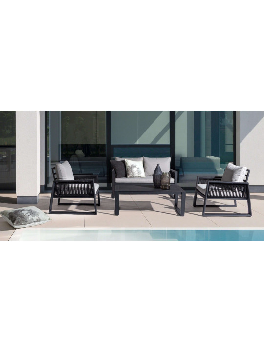 Set de 4 chaises et une table extérieur Captiva Anthracite