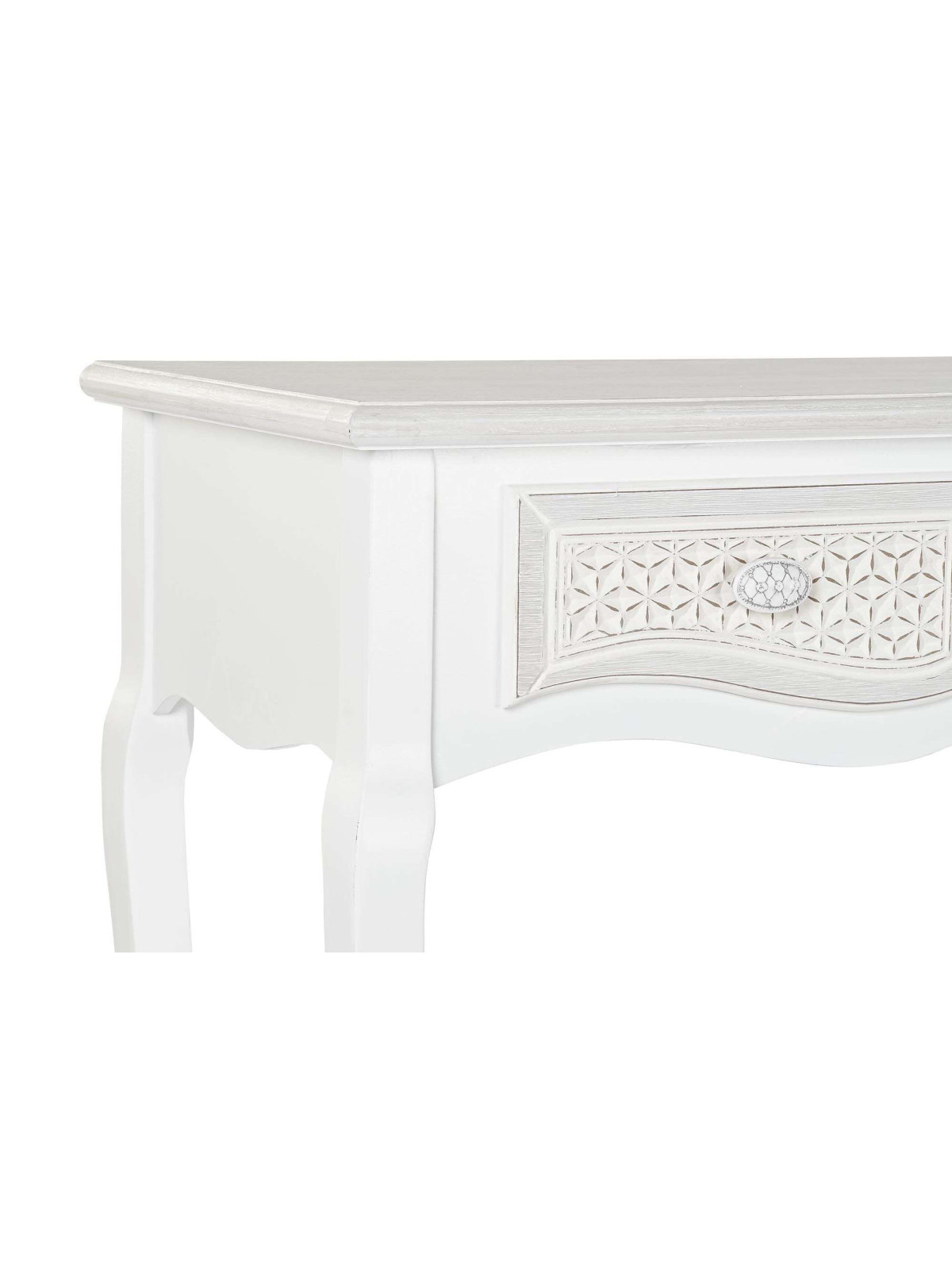 Console blanche 3 tiroirs en verre et acier or rose ELITE