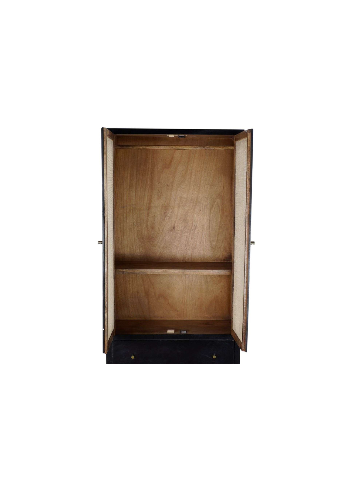 Armoire Levanzo bois de manguier noir et rotin