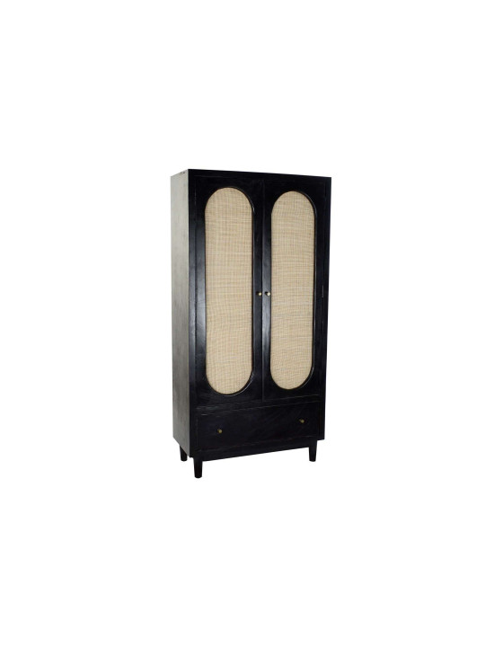 Armoire Levanzo bois de manguier noir et rotin