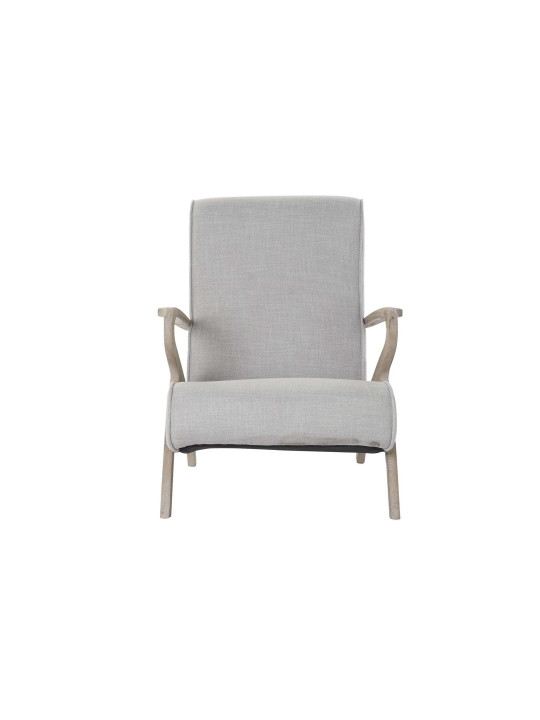 Fauteuil en bois et tissu gris clair