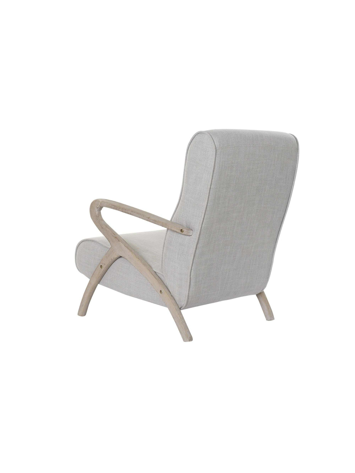 Fauteuil en bois et tissu gris clair