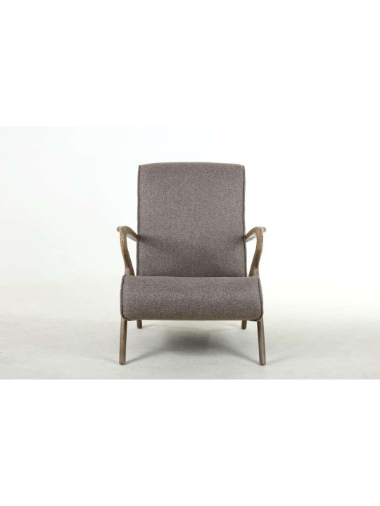 Fauteuil en bois et tissu gris