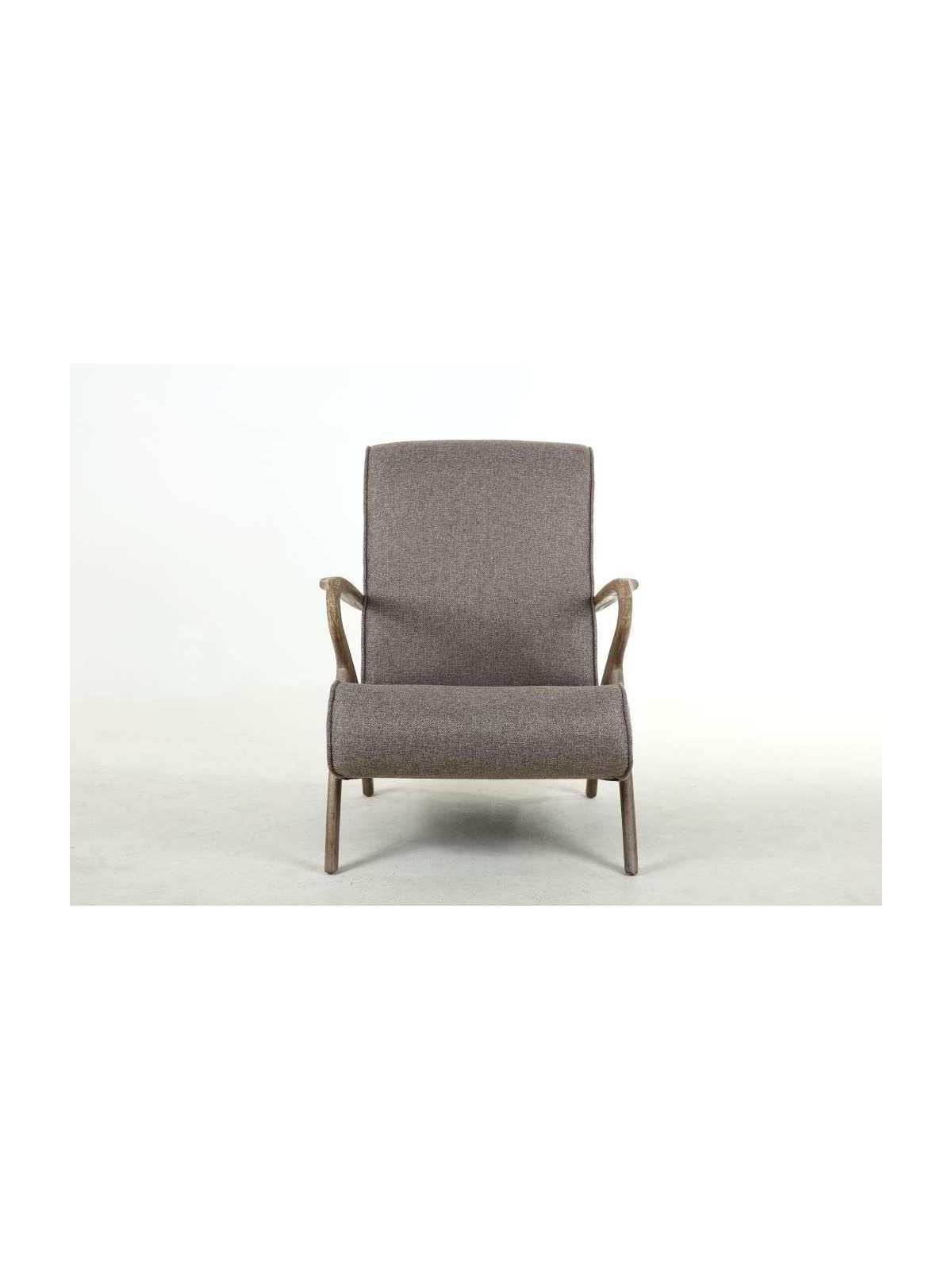 Fauteuil en bois et tissu gris