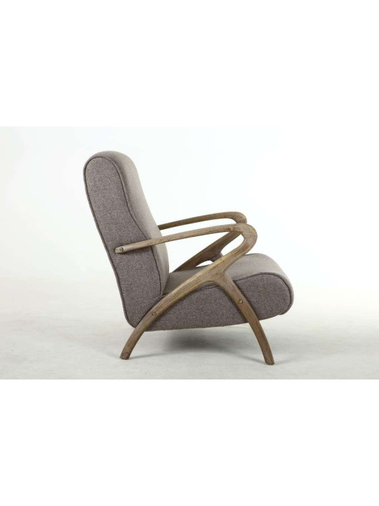 Fauteuil en bois et tissu gris