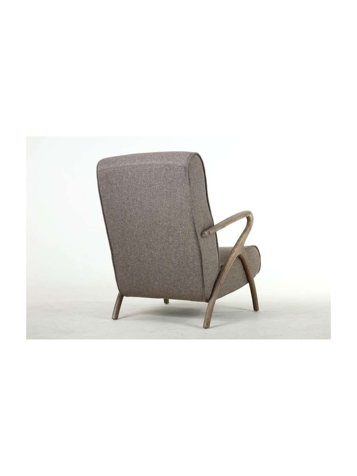 Fauteuil en bois et tissu gris