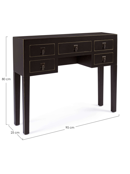 Console 5 tiroirs Pechino noire Console 5 tiroirs Pechino noire