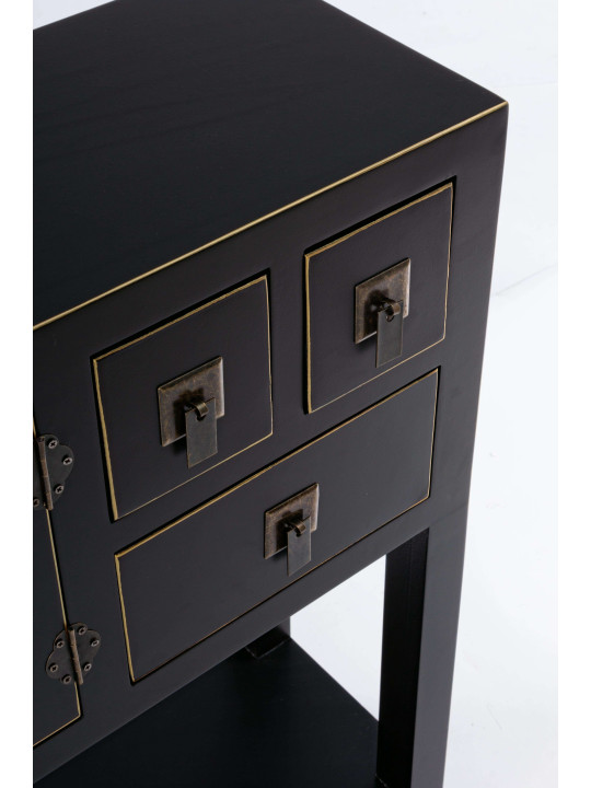 Console 2 portes 6 tiroirs Pechino noire Console 2 portes 6 tiroirs Pechino noire