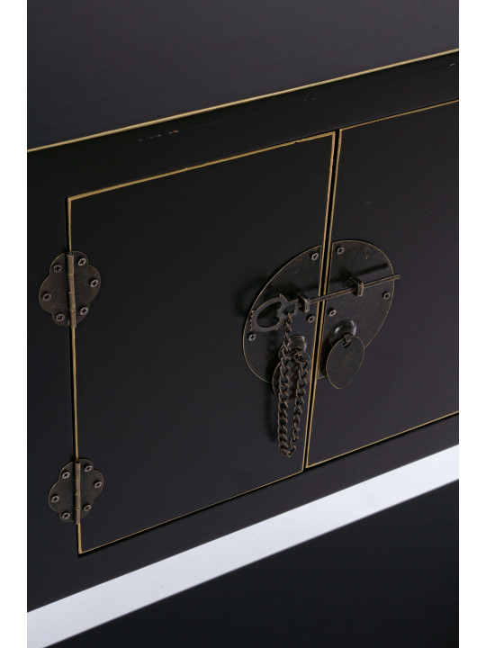 Console 2 portes 6 tiroirs Pechino noire Console 2 portes 6 tiroirs Pechino noire