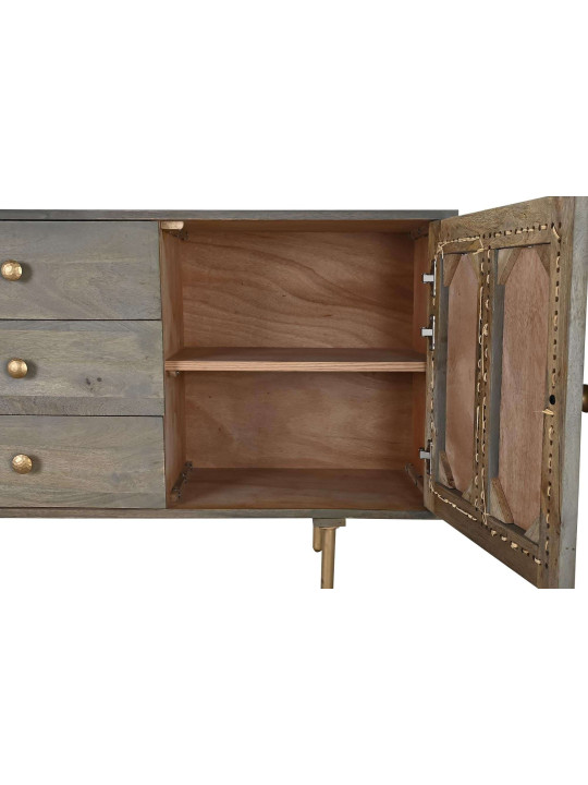 Buffet en bois gris et métal doré Buffet en bois gris et métal doré