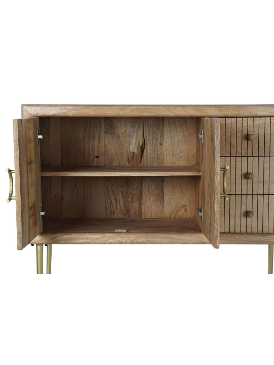 Buffet en bois de manguier plissé et métal doré