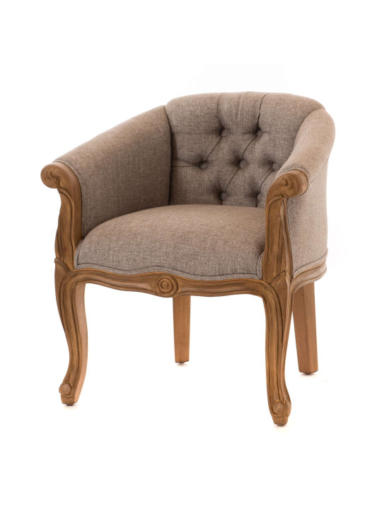 Fauteuil crapaud gris en bois d'acajou Amadeus