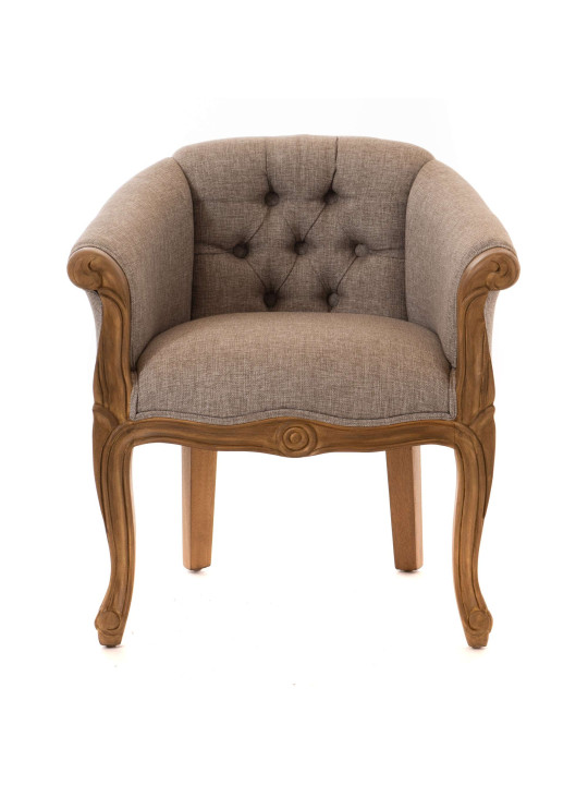 Fauteuil crapaud gris en bois d'acajou Amadeus