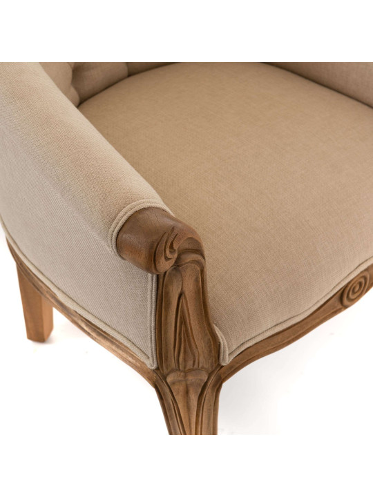 Fauteuil crapaud gris en bois d'acajou Amadeus Fauteuil crapaud gris en bois d'acajou Amadeus