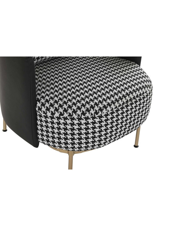 Fauteuil pied de poule et métal doré Fauteuil pied de poule et métal doré