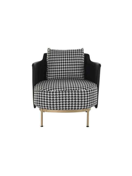 Fauteuil pied de poule et métal doré Fauteuil pied de poule et métal doré
