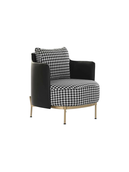 Fauteuil pied de poule et métal doré Fauteuil pied de poule et métal doré
