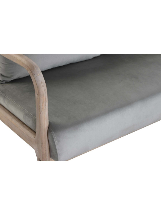 Canapé 2 places en bois d'acacia et lin gris clair Canapé 2 places en bois d'acacia et lin gris clair