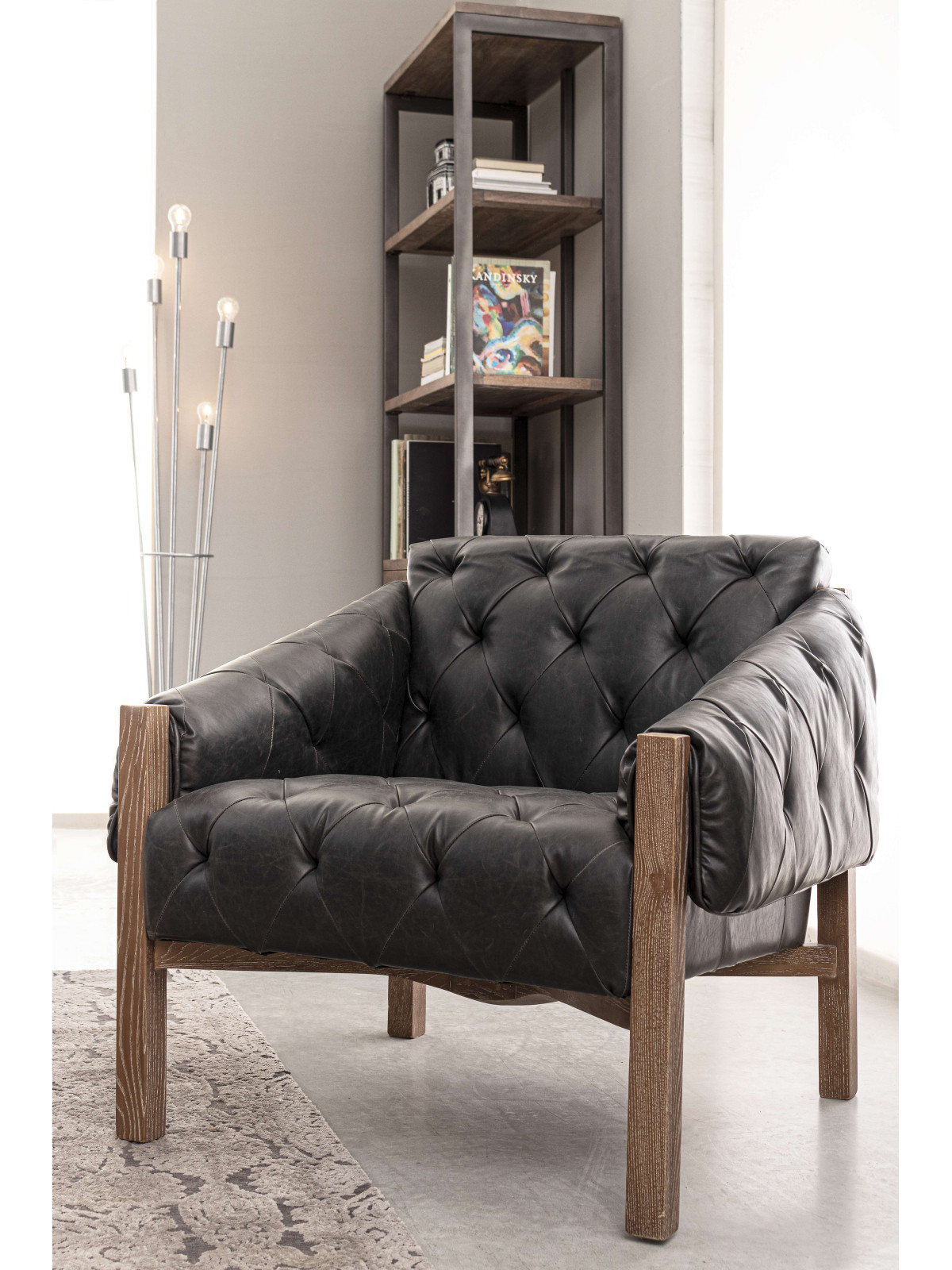 FAUTEUIL CLUB EN TISSUS TARTAN GRIS AMADEUS DESIGN