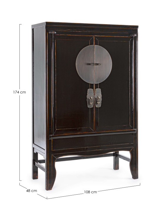 Armoire Jinan en bois d'orme noir