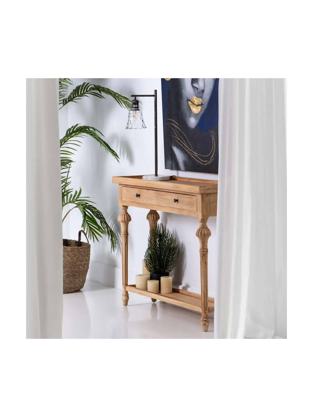 Console drapier en bois brut