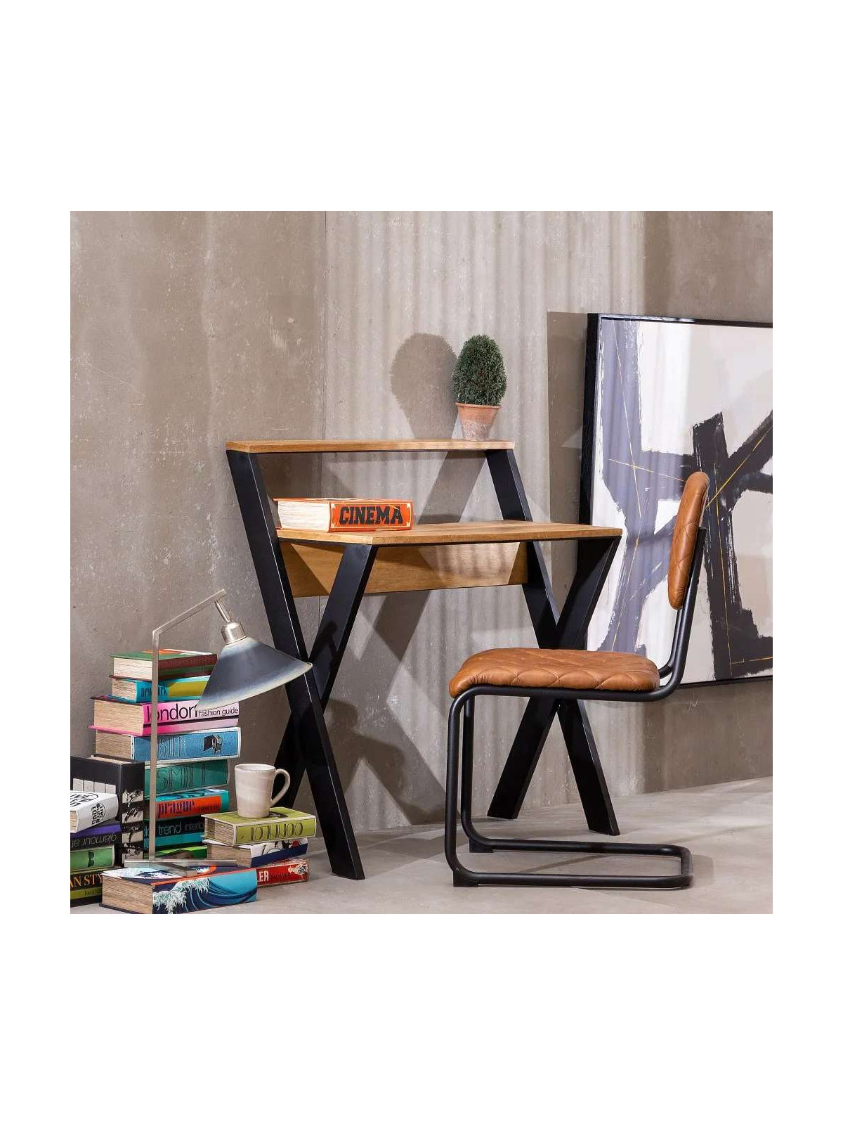 Bureau Zack en bois de manguier et métal