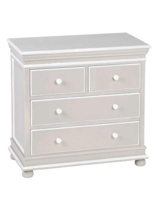 Commode 4 tiroirs gris cérusé Ambre Commode 4 tiroirs gris cérusé Ambre
