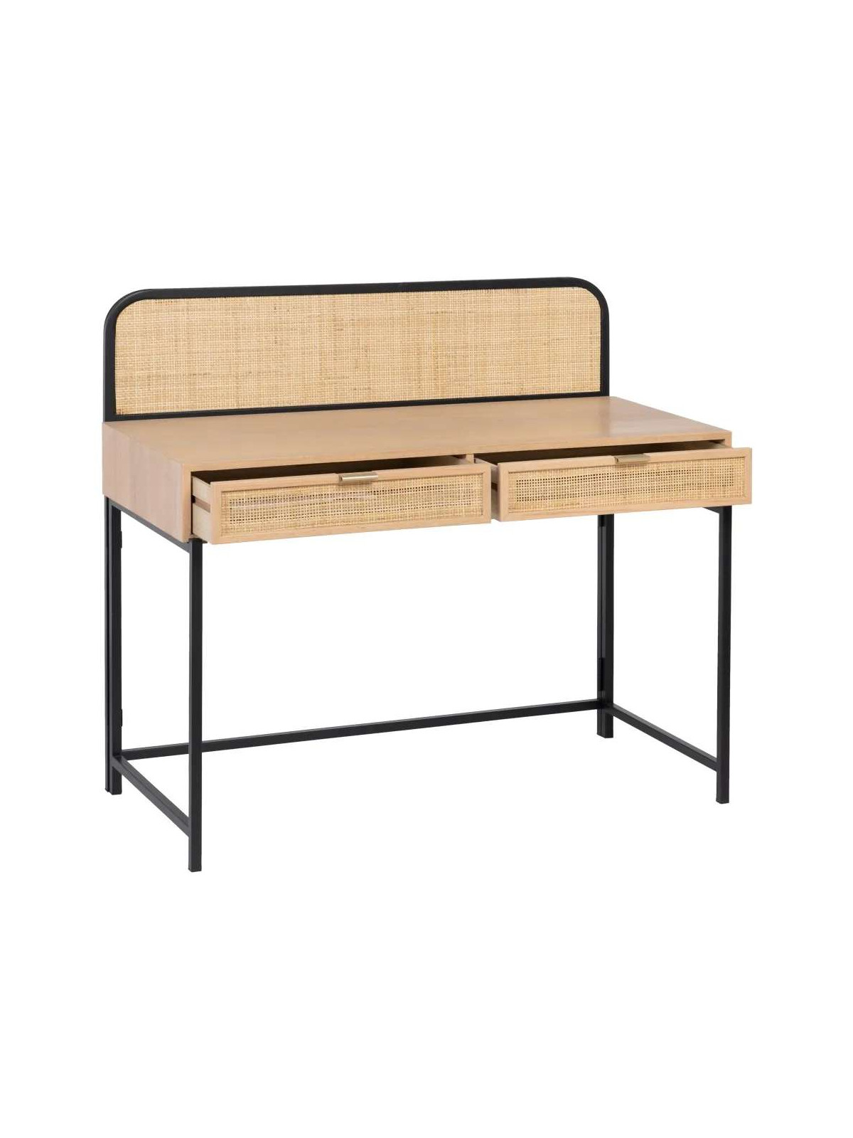 Bureau en bois et cannage